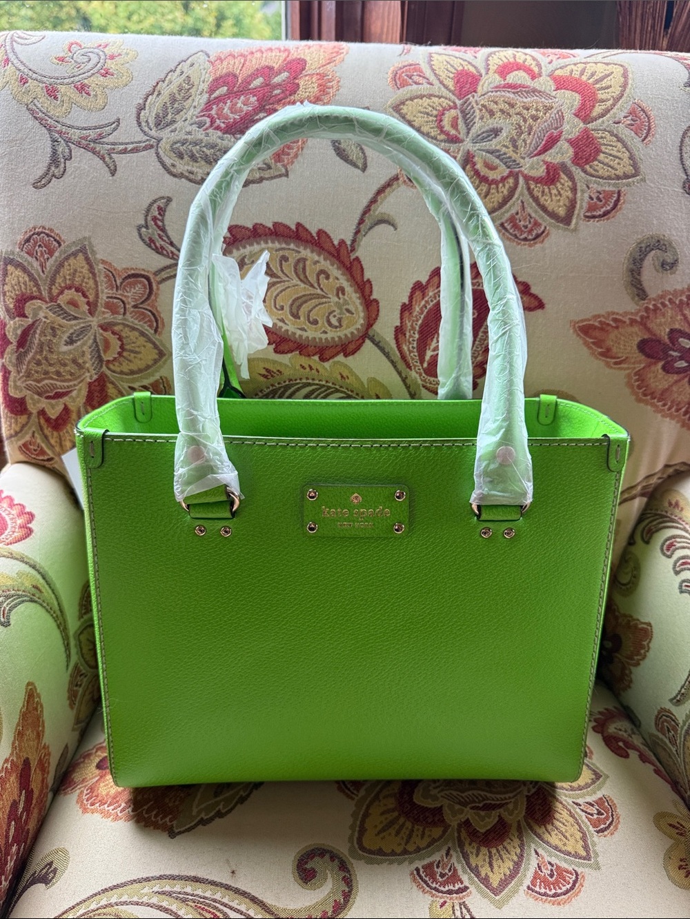 kate spade apple green structured medium leather satchel and tote bag